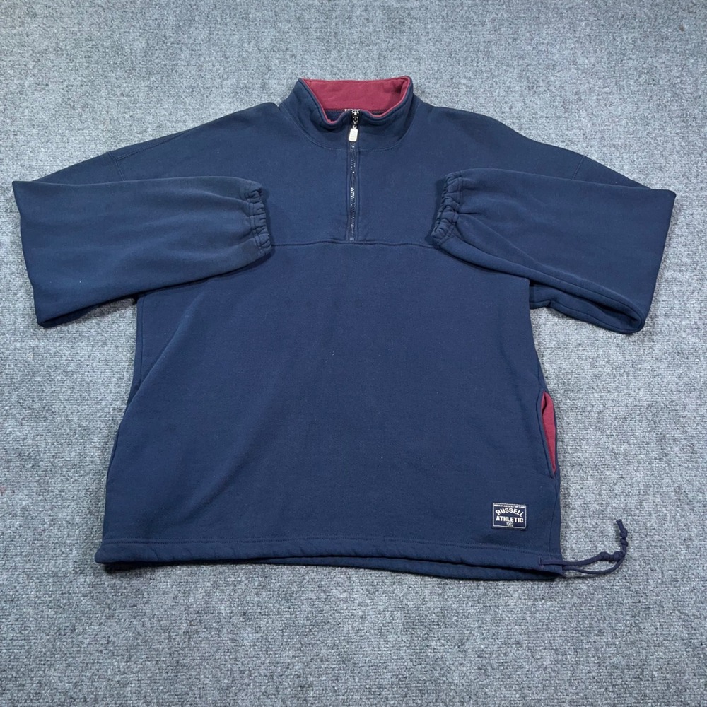VTG Russell Athletic 1/4 Zip Pullover Sweater Men L Made in USA Loose StreetWear